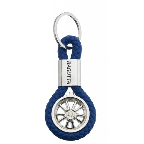 PORTACHIAVI CON RUOTA E CORDONE SIMILPELLE BLU cm 9,5