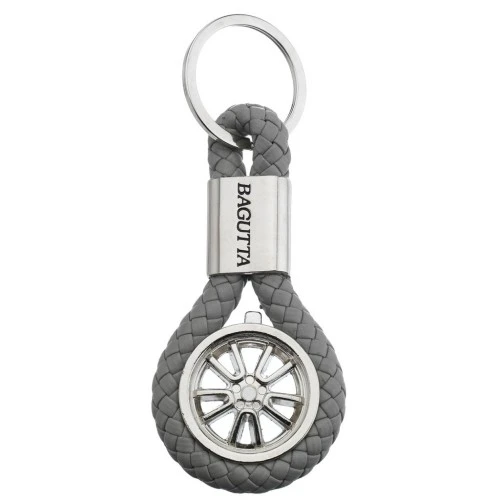 PORTACHIAVI CON RUOTA E CORDONE SIMILPELLE GRIGIO cm 9,5