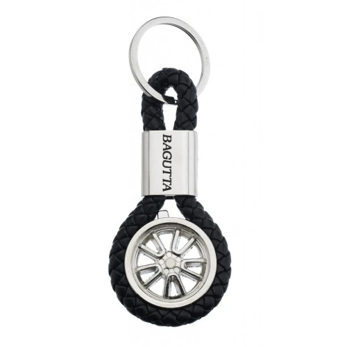 PORTACHIAVI CON RUOTA E CORDONE SIMILPELLE NERO cm 9,5