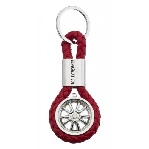 PORTACHIAVI CON RUOTA E CORDONE SIMILPELLE ROSSO cm 9,5