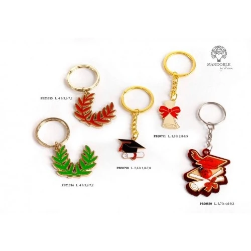 PORTACHIAVI CON TOCCO E DIPLOMA DI LAUREA 2.6 CM. METALLO