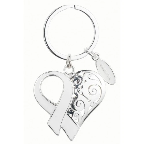 PORTACHIAVI CUORE CON NASTRINO BIANCO