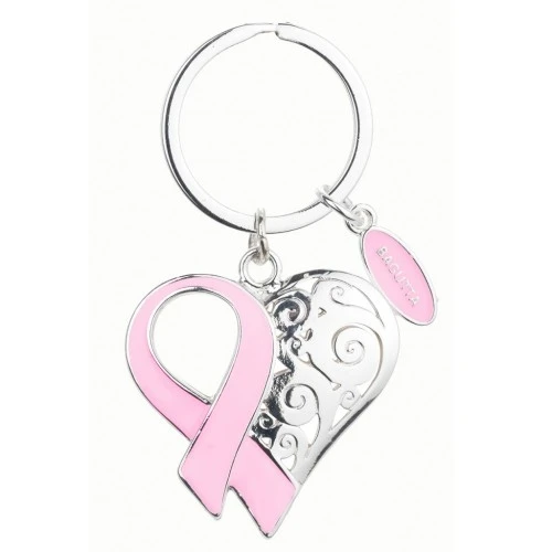 PORTACHIAVI CUORE CON NASTRINO ROSA