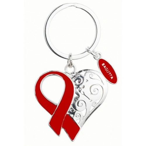 PORTACHIAVI CUORE CON NASTRINO ROSSO