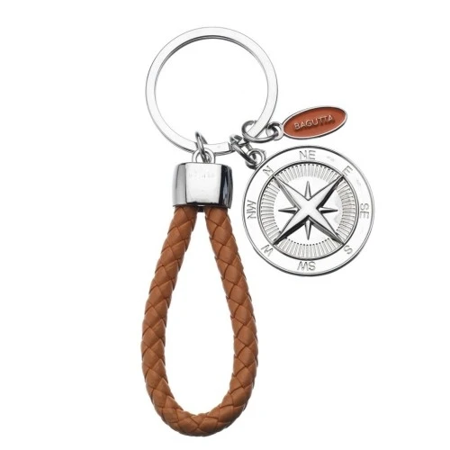 PORTACHIAVI MARINER CON ROSA DEI VENTI E CORDONE ARANCIO
