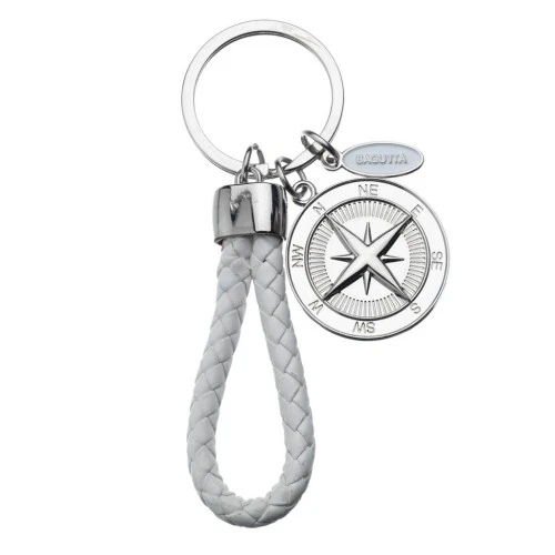 PORTACHIAVI MARINER CON ROSA DEI VENTI E CORDONE BIANCO