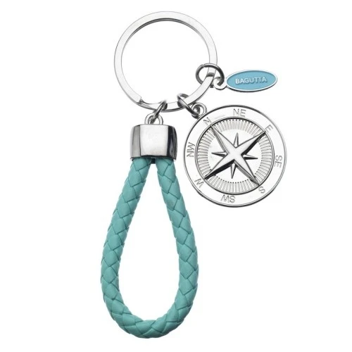 PORTACHIAVI MARINER CON ROSA DEI VENTI E CORDONE TURCHESE