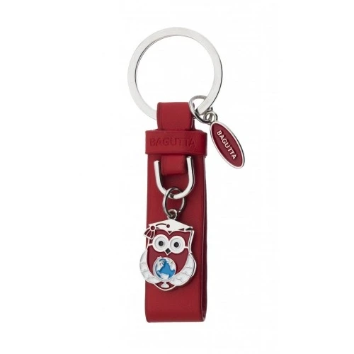 PORTACHIAVI NASTRINO ROSSO E GUFO LAUREA cm 9,5