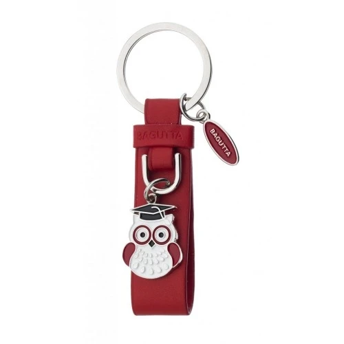 PORTACHIAVI NASTRINO ROSSO E GUFO LAUREA cm 9,5