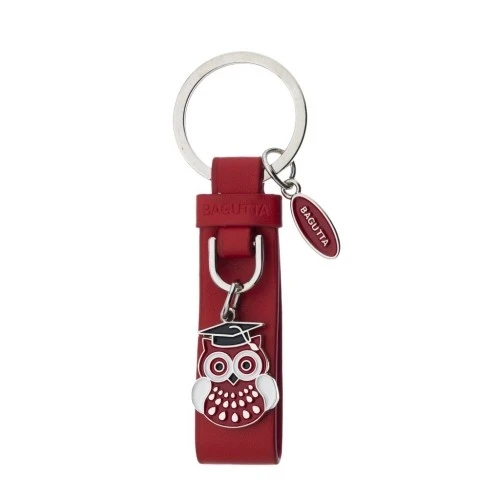 PORTACHIAVI NASTRINO ROSSO E GUFO LAUREA cm 9,5