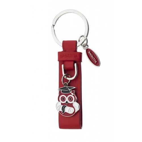PORTACHIAVI NASTRINO ROSSO E GUFO LAUREA cm 9,5