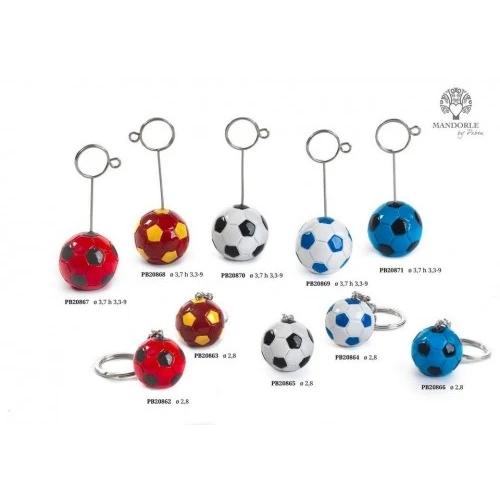 PORTACHIAVI PALLONE DA CALCIO NERO-AZZURRO 2.8 CM. RESINA