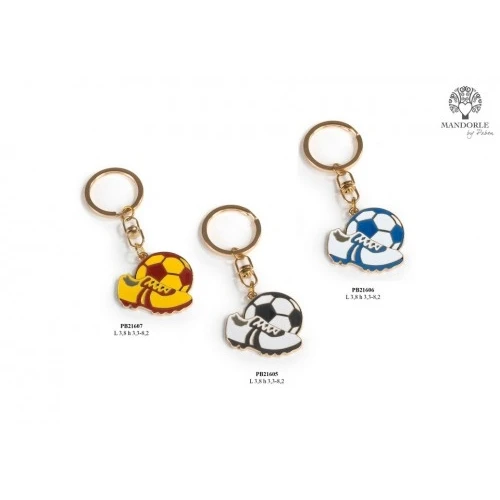 Bomboniera A Tema Calcio Per Comunione: Portachiavi Pallone Giallo Rosso Cm.3.8