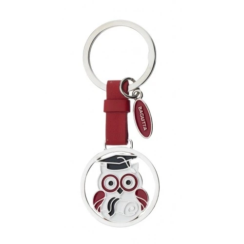 PORTACHIAVI PENDENTE CON FASCETTA ROSSA E GUFO LAUREA cm 9