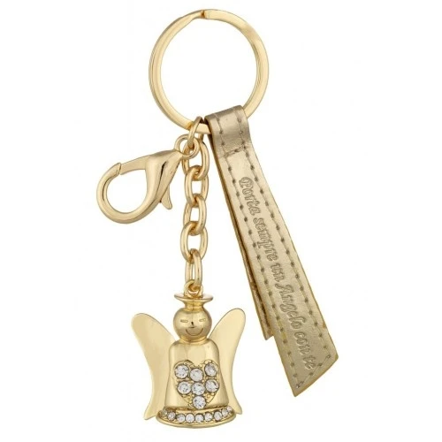 PORTACHIAVI PORTA SEMPRE UN ANGELO CON TE ORO
