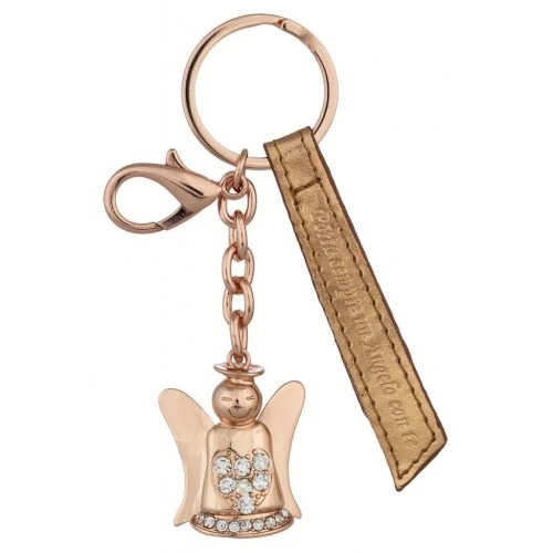 PORTACHIAVI PORTA SEMPRE UN ANGELO CON TE ORO ROSA