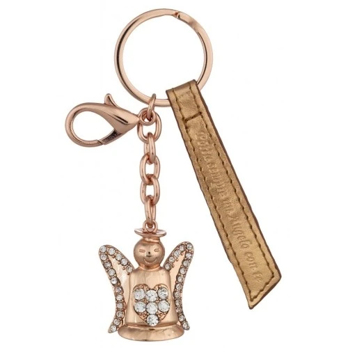 PORTACHIAVI PORTA SEMPRE UN ANGELO CON TE ORO ROSA