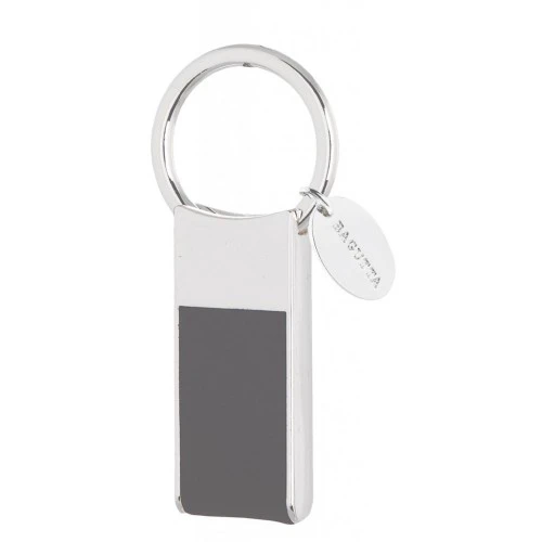 PORTACHIAVI SILVER PLATED E PELLE CON ANELLO ESTRAIBILE - GRIGIO