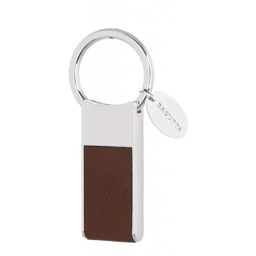 PORTACHIAVI SILVER PLATED E PELLE CON ANELLO ESTRAIBILE - MARRONE