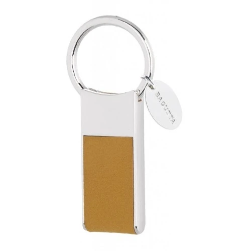 PORTACHIAVI SILVER PLATED E PELLE CON ANELLO ESTRAIBILE - SENAPE