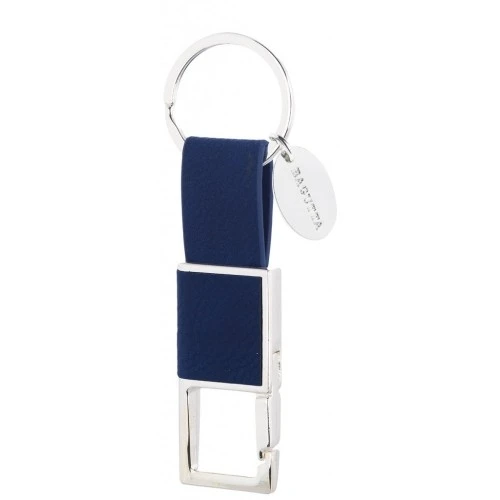 PORTACHIAVI SILVER PLATED E PELLE CON MOSCHETTONE - BLU