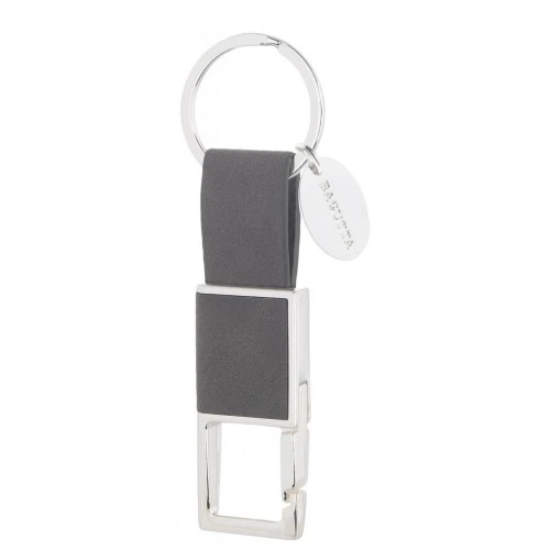 PORTACHIAVI SILVER PLATED E PELLE CON MOSCHETTONE - GRIGIO