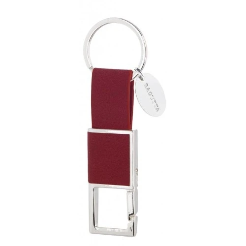 PORTACHIAVI SILVER PLATED E PELLE CON MOSCHETTONE - ROSSO