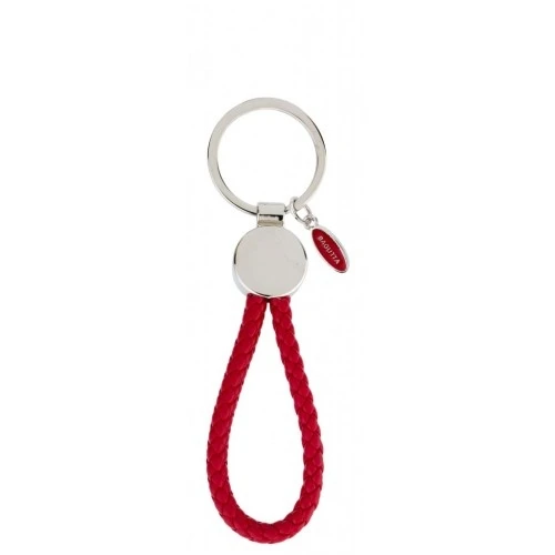 PORTACHIAVI TONDO CROMATO CON CORDONCINO ROSSO