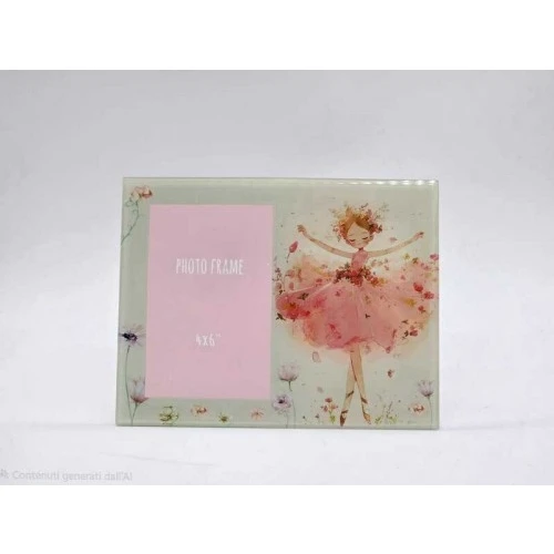 Portafoto Vetro Ballerina Cuorematto - Bomboniera Solidale Comunione Bimba cm.10x15