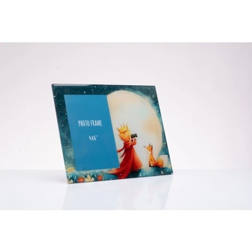 Portafoto Vetro Piccolo Principe Cuorematto - Bomboniera Solidale Bimbo cm.10x15