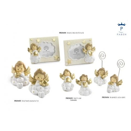 PORTAFOTO ANGELO VESTITO NUVOLA 8.4 CM. RESINA