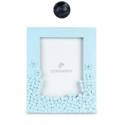 PORTAFOTO AZZURRO FIORI CON Scatola