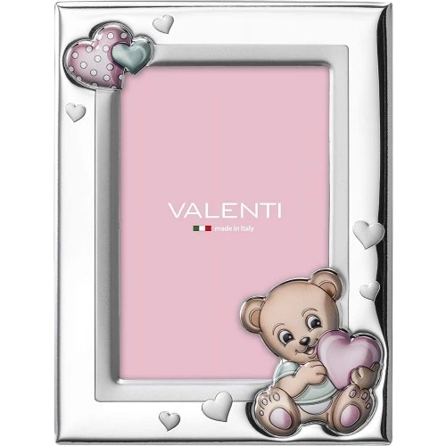 portafoto bimba “orso” retro legno rosa – 13×18 cm