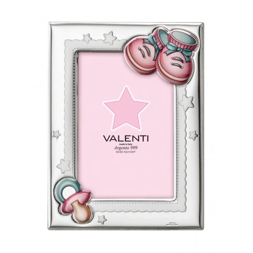 portafoto bimba “scarpette e ciuccio” retro legno – 13×18 cm