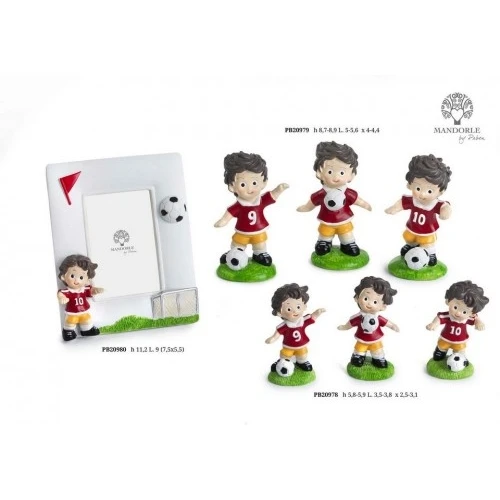 PORTAFOTO CALCIATORE IN MAGLIA BORDEAUX 11.2 CM. RESINA