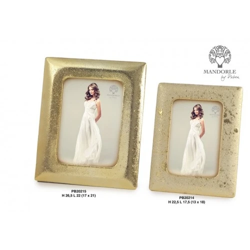 PORTAFOTO COLOR ORO METAL. 22.5 CM. PORCELLANA