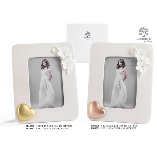 PORTAFOTO/FIORI - CUORE RAME 17.7 CM. PORCELLANA