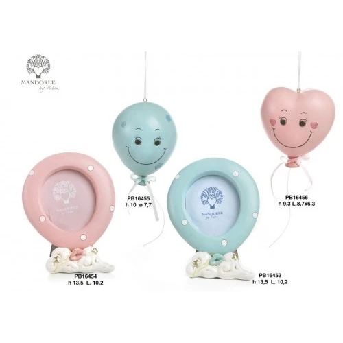 PORTAFOTO PALLONCINO CELESTE 13.5 CM. RESINA