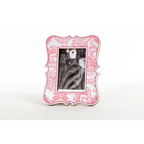 Portafoto Legno Rosa Cuorematto - Bomboniera Solidale Economica per Bimba cm.10x15