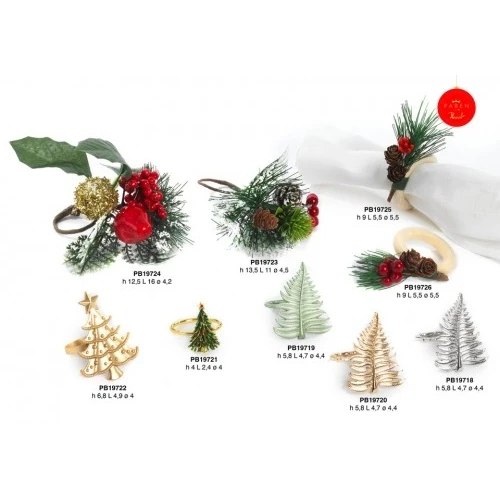 PORTATOVAGLIOLO ALBERO DI NATALE 5.8 CM. METALLO ORO