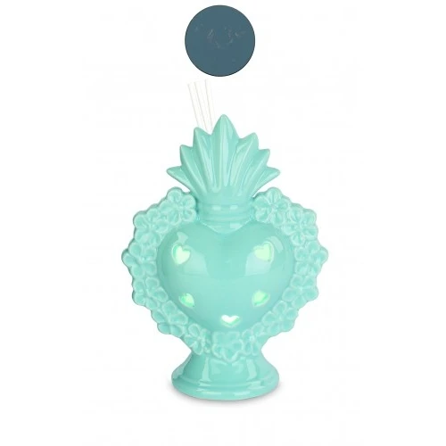 PROFUMATORE CUORE EX VOTO CON LED AZZURRO