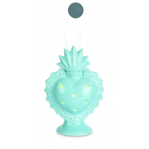 PROFUMATORE CUORE EX VOTO CON LED AZZURRO