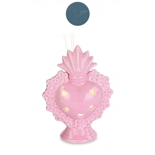 PROFUMATORE CUORE EX VOTO CON LED ROSA