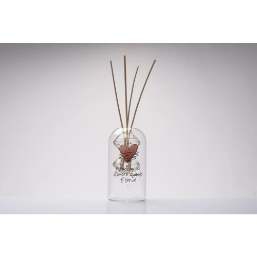 Profumatore Vetro Borosilicato Cuorematto - Bomboniera Matrimonio Solidale con Logo Cuore cm.15