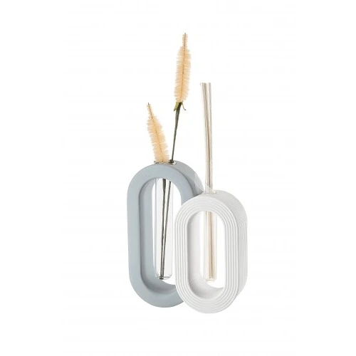 PROFUMATORE/VASO OVALE 10X12 AZZURRO/BIANCO