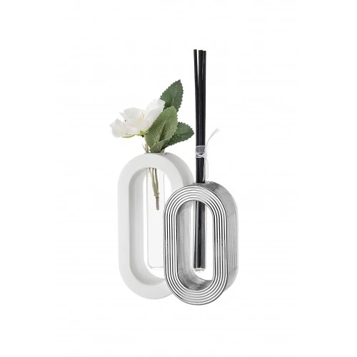 PROFUMATORE/VASO OVALE 10X12 BIANCO/ARGENTO