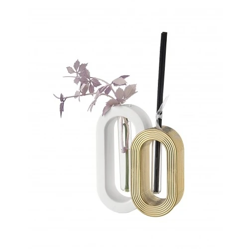 PROFUMATORE/VASO OVALE BIANCO/ORO