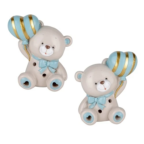 BOMBONIERA PER BATTESIMO ORSO LED CIELO H.10