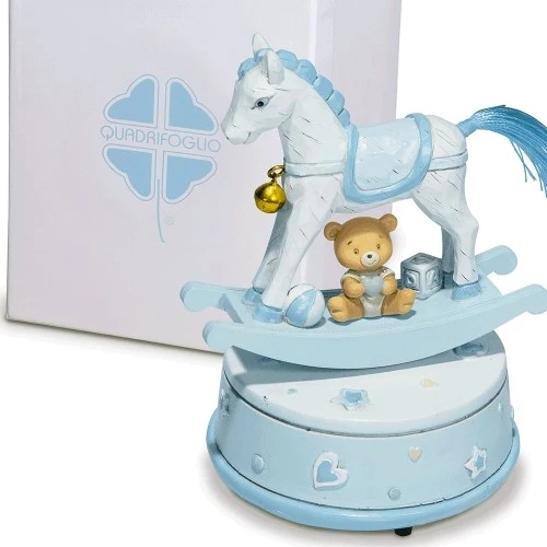 BOMBONIERA SOLIDALE per battesimo bimbo- QF DUBLINO CARILLON CELESTE DM.10 H. 14 C/BOX 