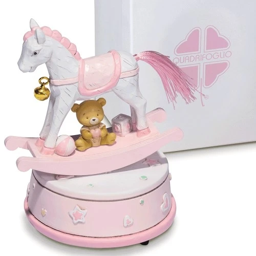 BOMBONIERA SOLIDALE per nascita bimba - QF DUBLINO CARILLON ROSA DM.10 H.14 C/BOX